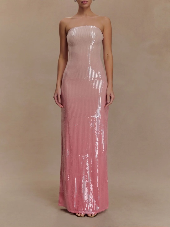 Meshki Dresses & Skirts - Meshki Miranda Strapless Sequin Maxi Dress - Ombre Pink